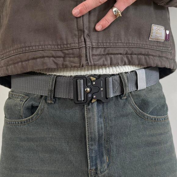 American Tactical Gray Buckle Belt Unisex Adjustable 25–42" Streetwear - Picture 2 of 6
